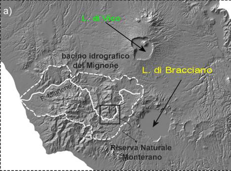 Figura 3 Il Bacino idrografico del Fiume Mignone (Della Seta et alii, 2006)